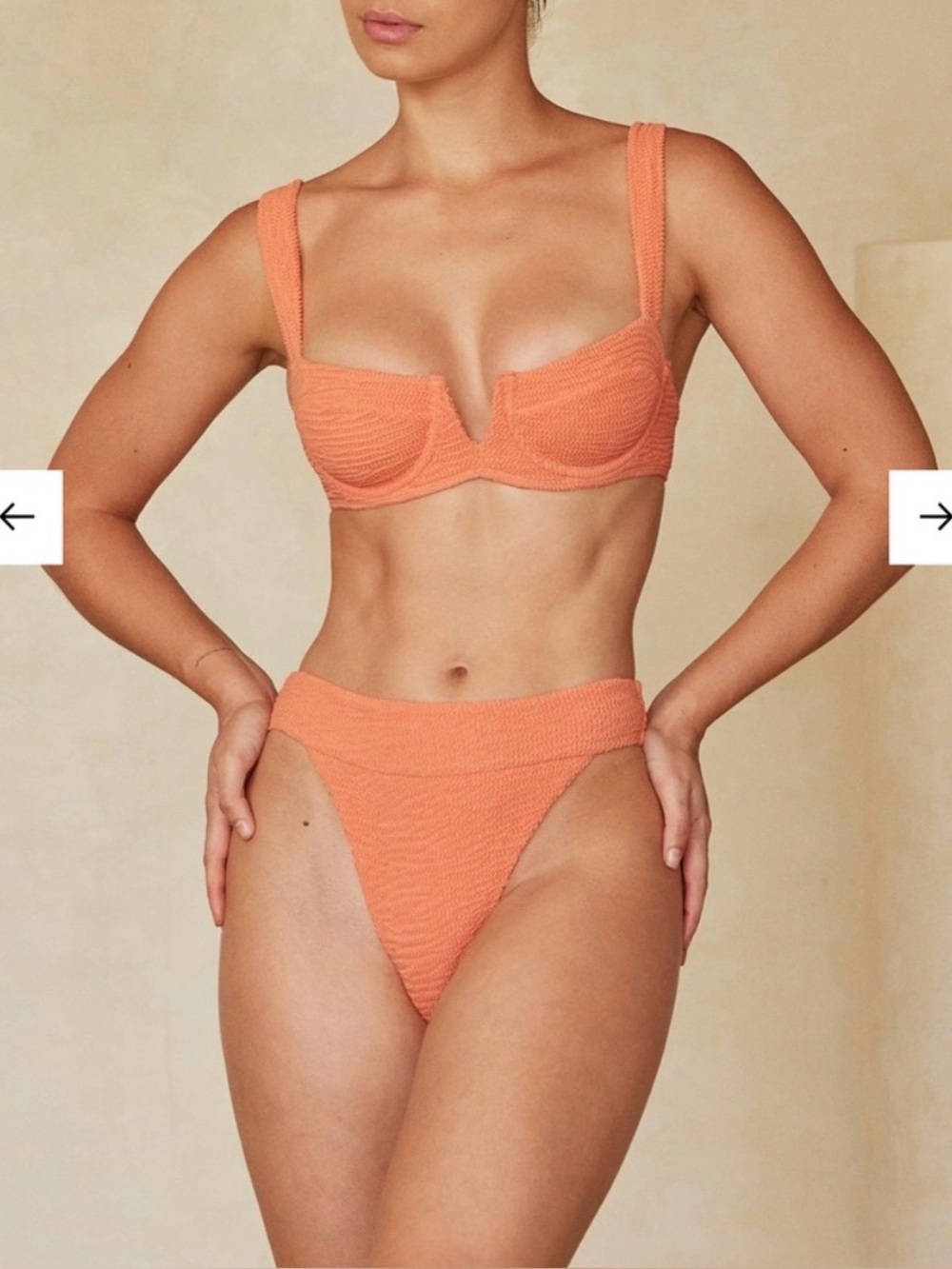 Monday Swimwear ARGENTINA BOTTOM - SUMMER PEACH CRINKLE Size Medium
